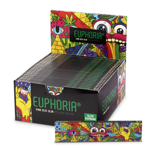 Euphoria King Size Slim Rolling Papers - Vibrant (Full Box)