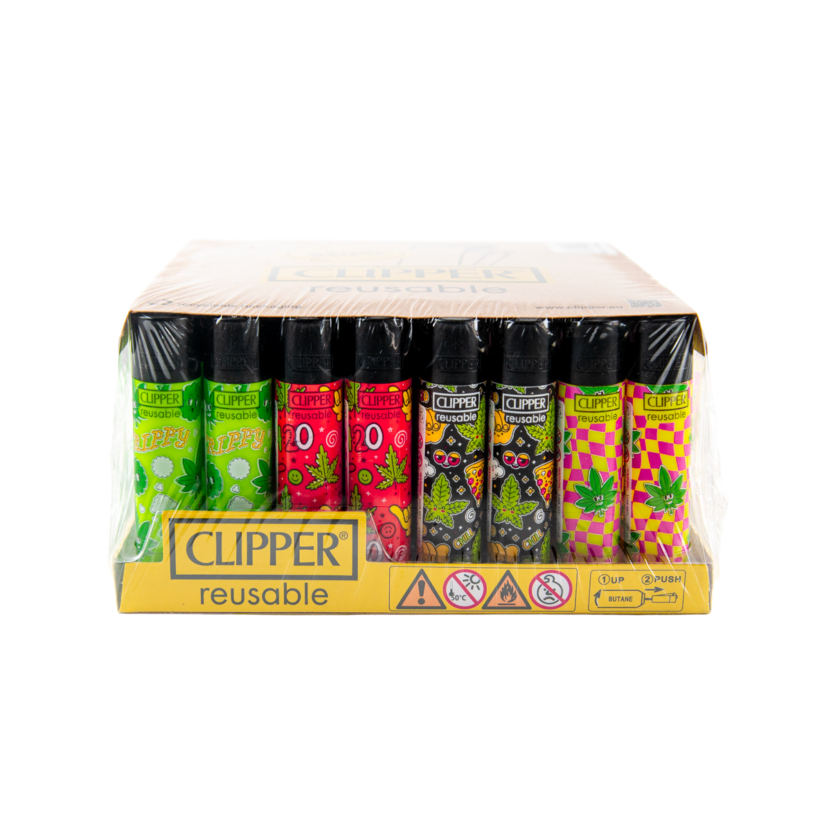 Clipper Weedy Pattern BW LB Lighters (48 Pack)