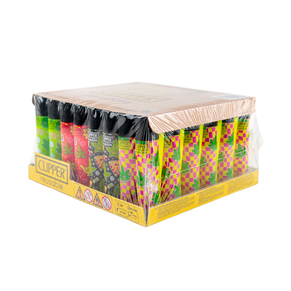 Clipper Weedy Pattern BW LB Lighters (48 Pack)