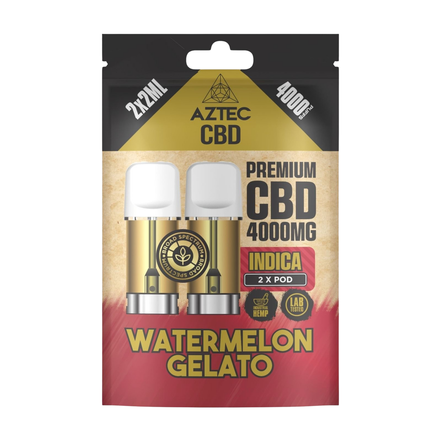 Aztec CBD Premium CBD Pods 4000mg 2x2ml - Watermelon Gelato