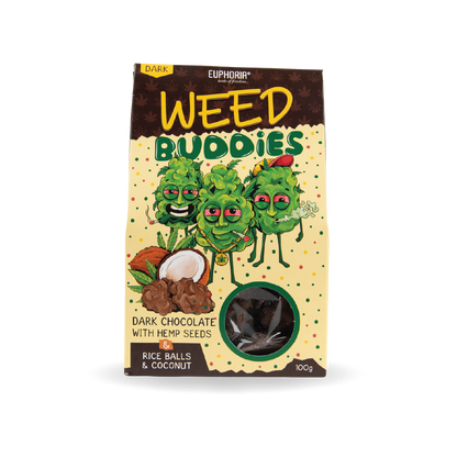 Euphoria Weed Buddies Rice Balls: Dark Chocolate with Hemp Seeds & Coconut (Single Piece)