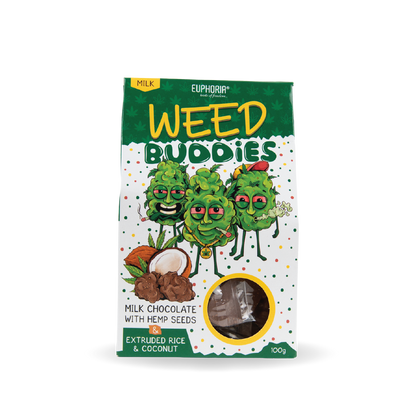 Euphoria Weed Buddies Rice Balls: Milk Chocolate with Hemp Seeds & Coconut (Single Piece)