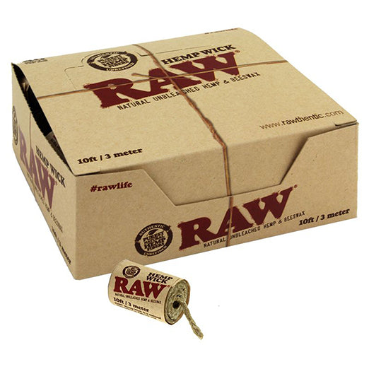 Wholesale Box of RAW hemp Wick with a small roll on a white background