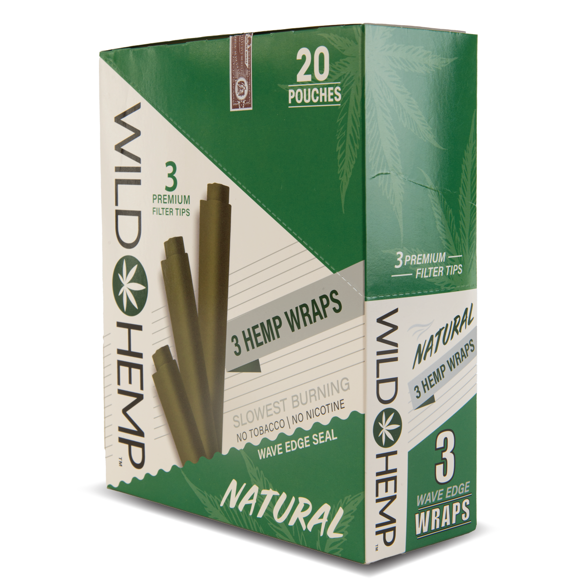 CDU Wild Hemp: 3 Hemp Wraps - Natural (20 Pack)