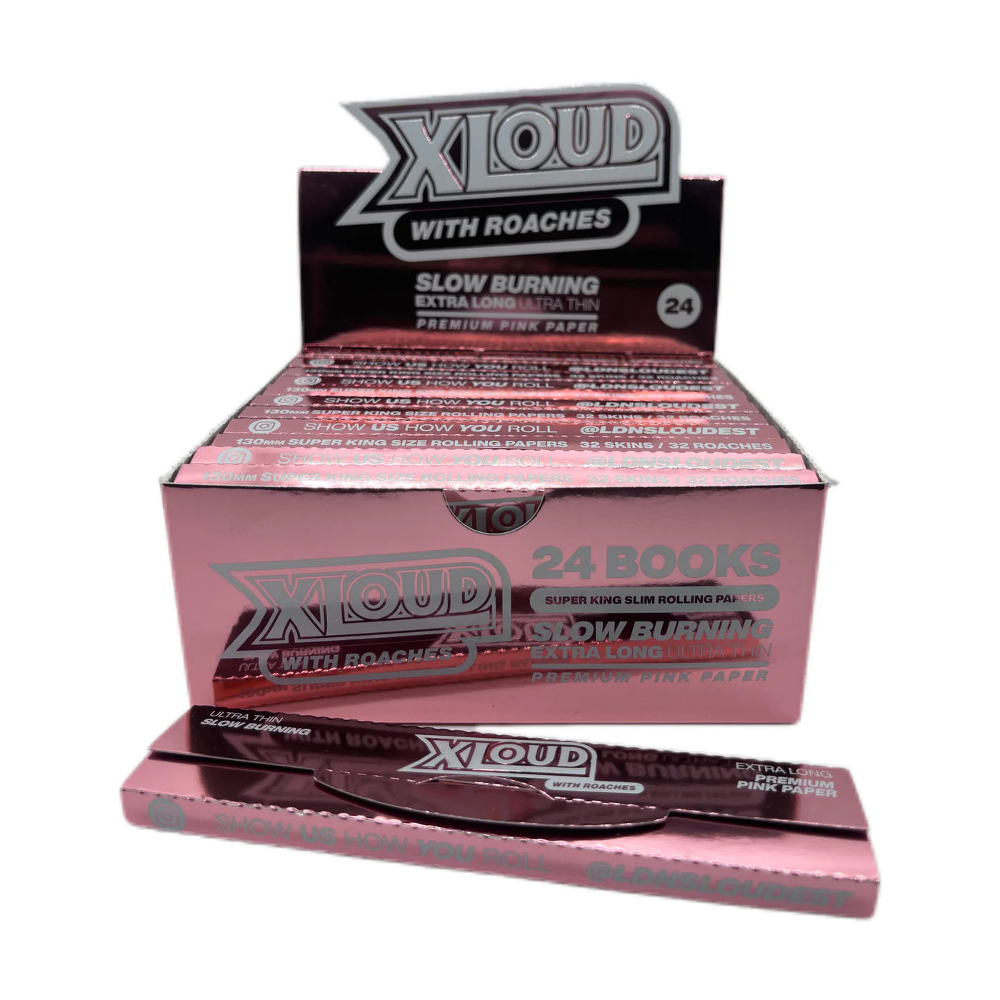 Loud Ldn XLoud Rolling Papers & Tips: Rose Gold - Extra Long (24 Pack)
