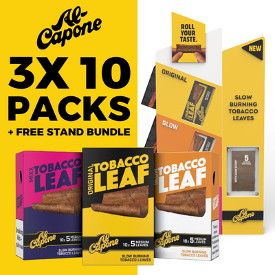 Al Capone Tobacco Wraps Bundle with FREE Display Stand - 3x CDU 10