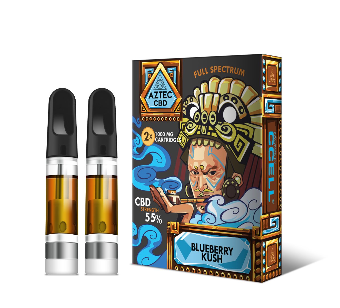 Aztec 55% CBD Cartridges-2 Pack - Blueberry Kush