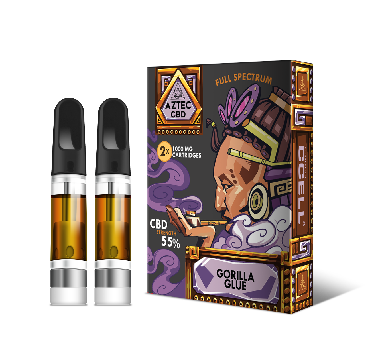 Aztec 55% CBD Cartridges-2 Pack - Gorilla Glue