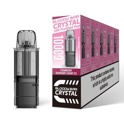 Bloody Bar Crystal 10K Refill Pods: Strawberry Raspberry Cherry Ice - 20mg