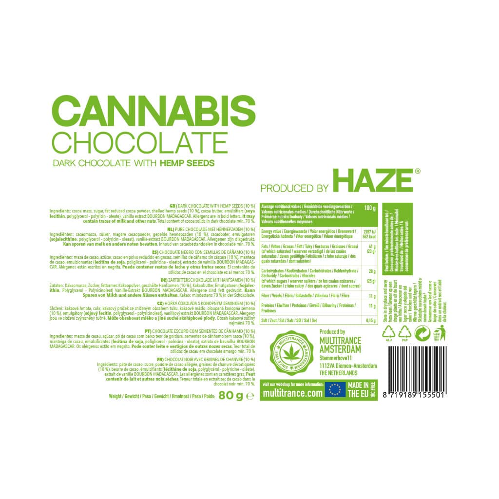 Haze Cannabis Dark Chocolate With Hazelnuts