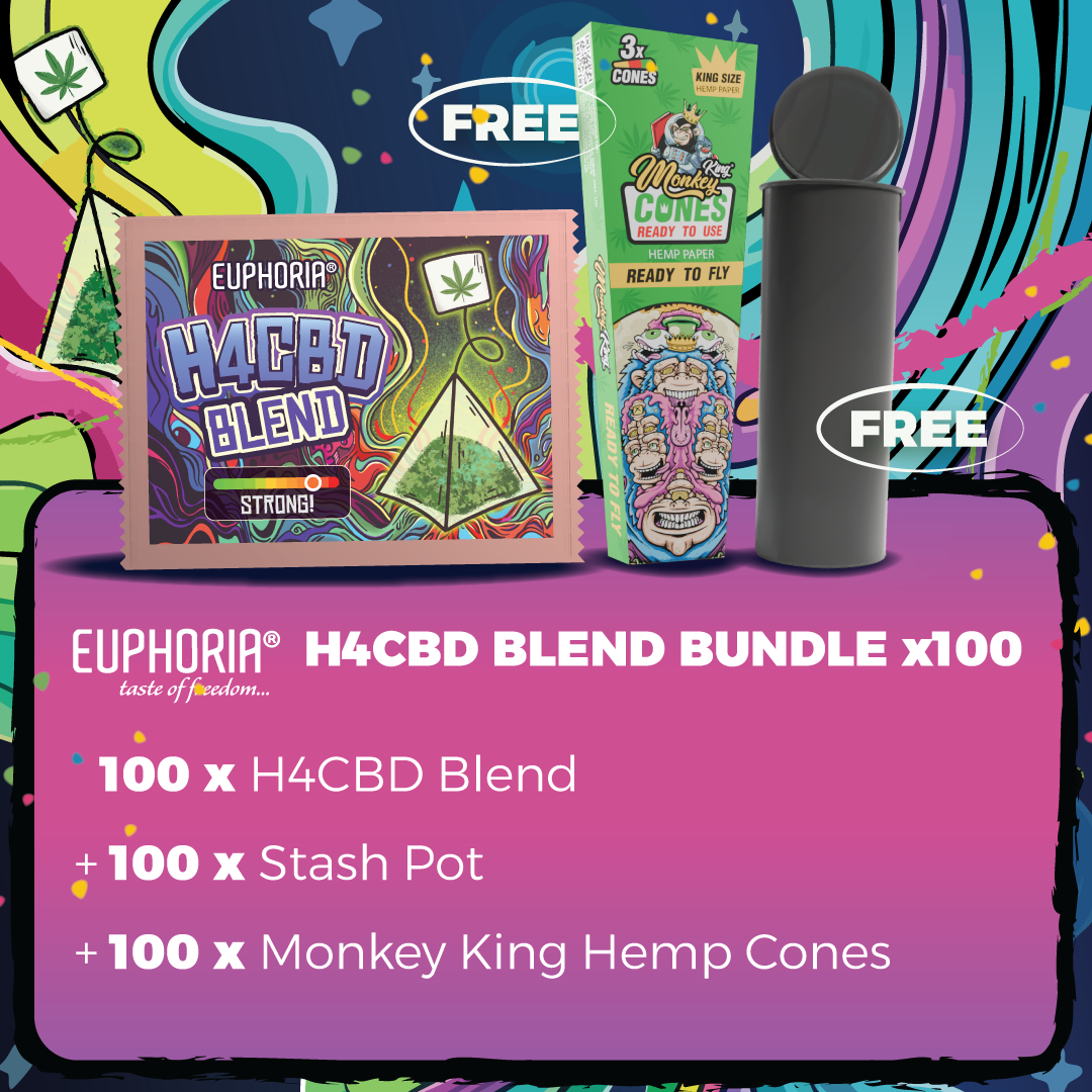 Euphoria - H4CBD Blend (Bundle Includes FREE Stash Pot + Hemp Cones 3 Pack)