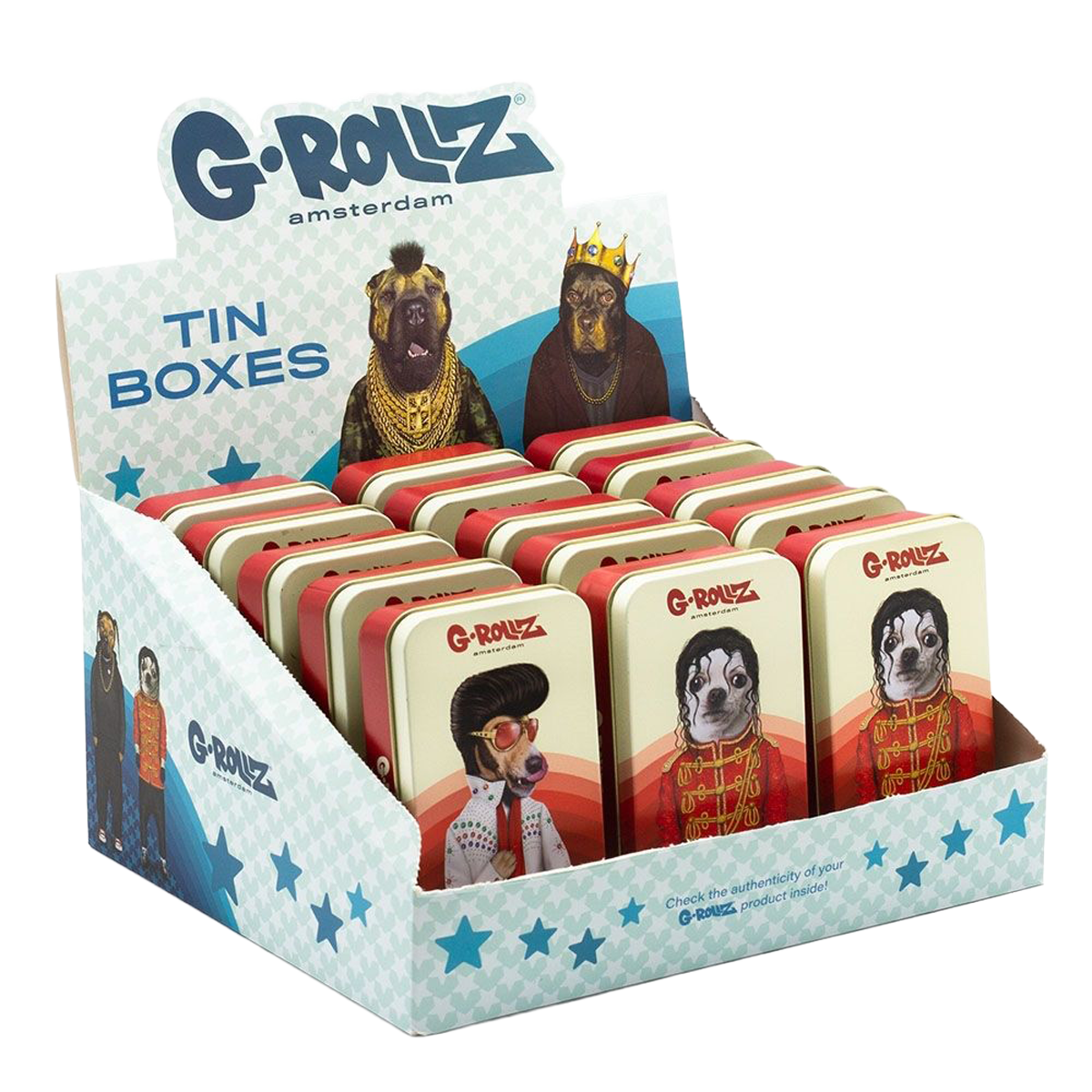 G-Rollz Pets Rock Designs Tobacco Tins (15 Pack)