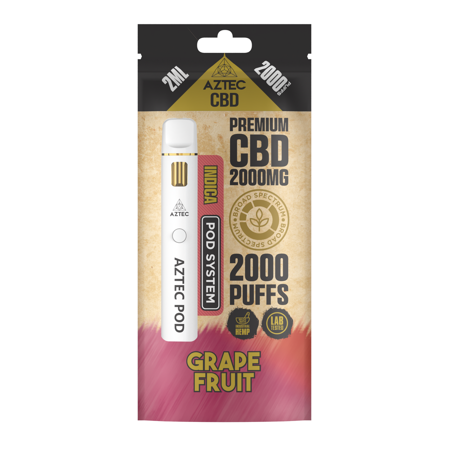 Aztec CBD Premium CBD Pod System 2000mg 2ml - Grape Fruit