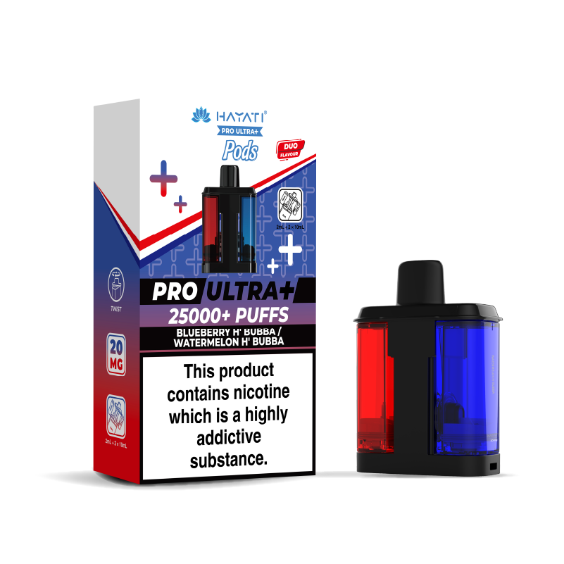 Hayati Pro Ultra 25K Refill Pods: Blueberry Hbubba / Watermelon Hbubba - 20mg