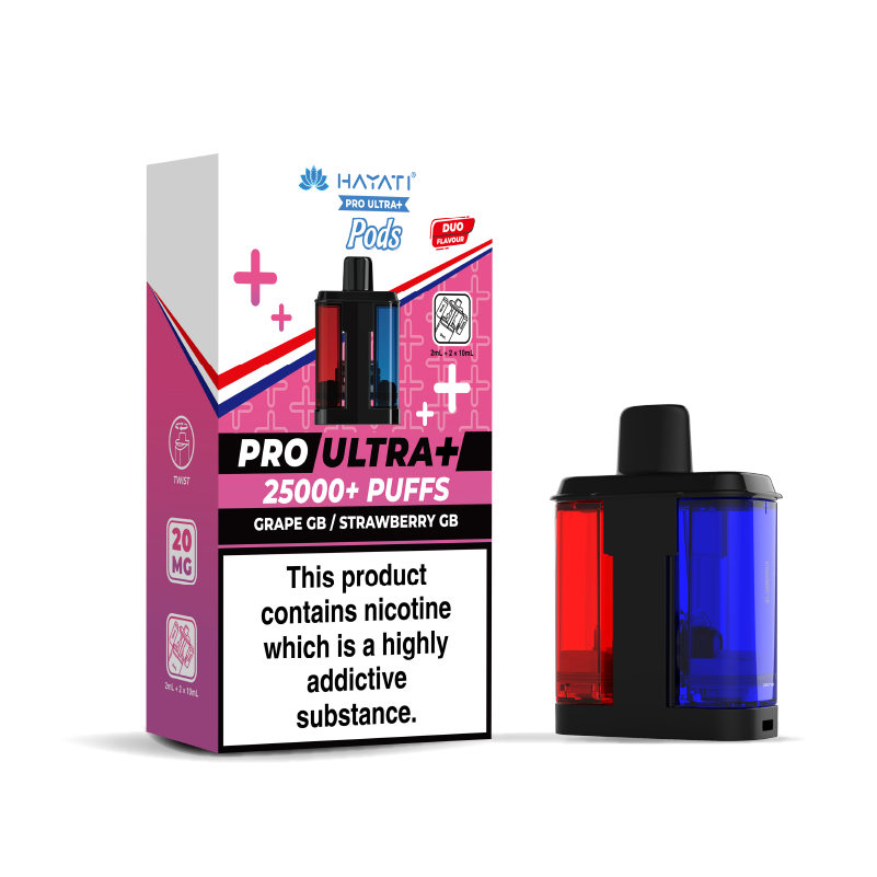 Hayati Pro Ultra 25K Refill Pods: Grape Gb / Strawberry Gb - 20mg