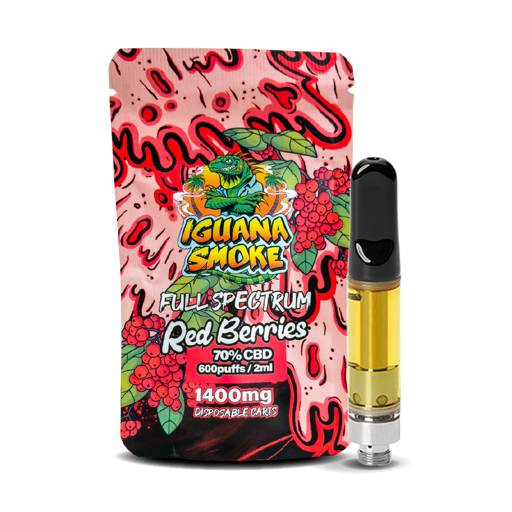 Iguana Smoke CBD Vape Cartridges 2ml: Red Berries - 1400mg