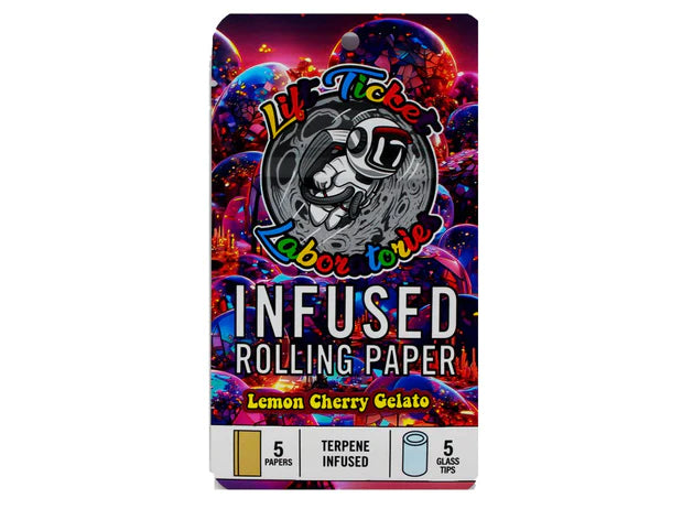 Lift Tickets Infused Rolling Paper with Glass Tips - Lemon Cherry Gelato