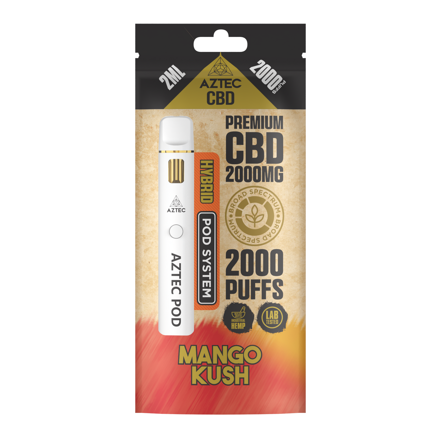 Aztec CBD Premium CBD Pod System 2000mg 2ml - Mango Kush