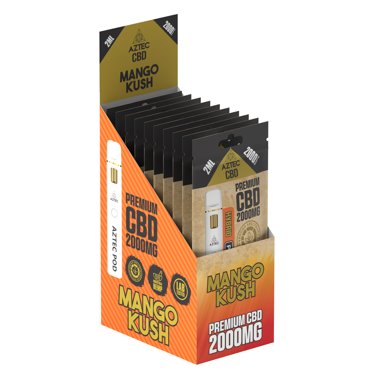Aztec CBD Premium CBD Pod System 2000mg 2ml - Mango Kush