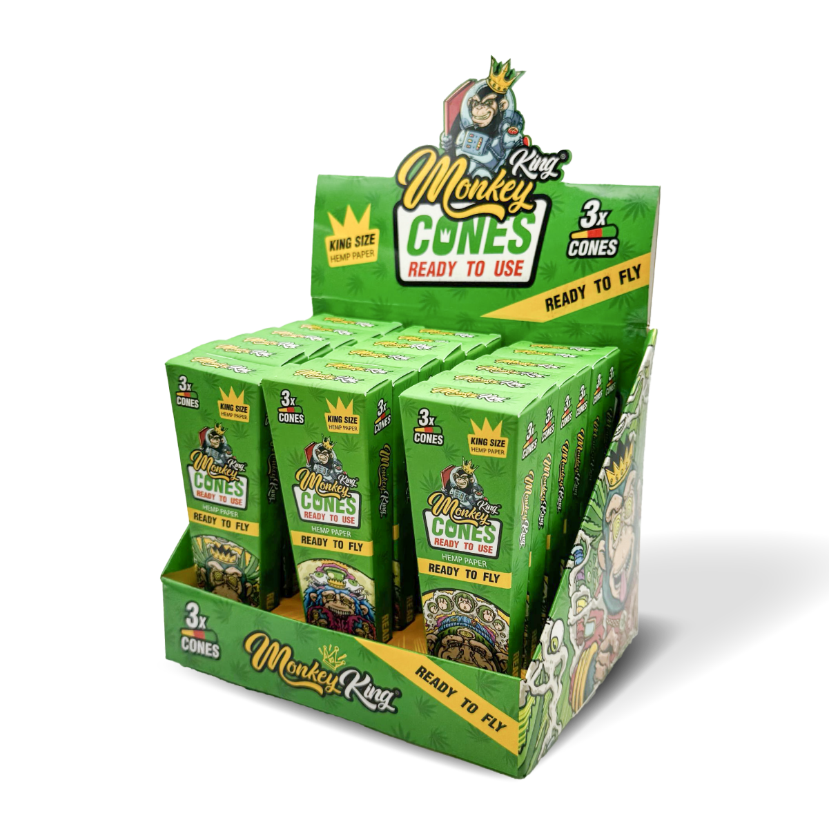Monkey King Pre-Rolled Cones: Hemp - 3 Cones (18 Pack)