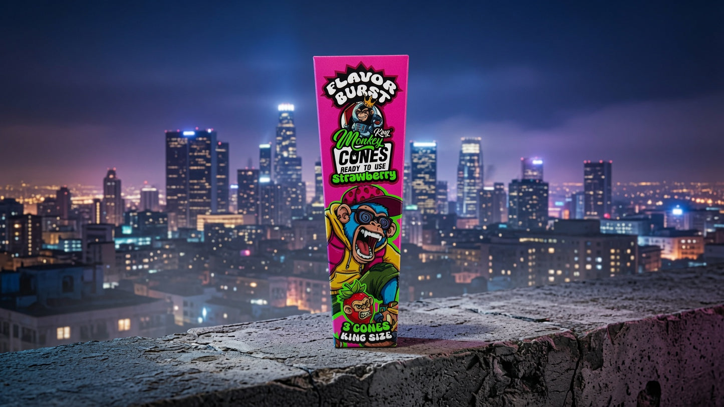 Monkey King: King Size Flavor Burst Cones (24 Pack) - Strawberry