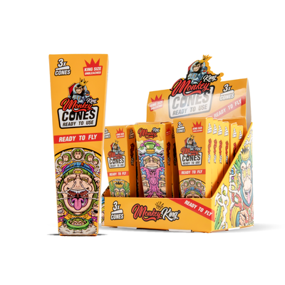 Monkey King Pre-Rolled Cones: Unbleached - 3 Cones (18 Pack)