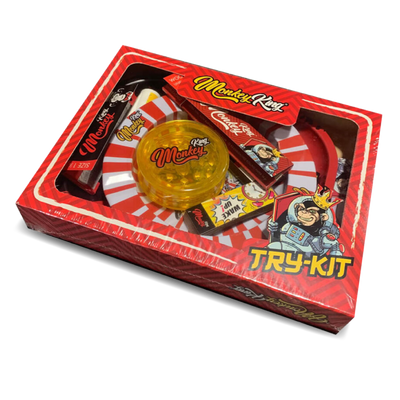 Monkey King Try Kit: Rolling Tray, Ashtray, Grinder, Papers, Tips & Lighter (Single Piece)