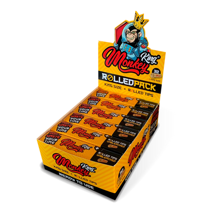 Monkey King Rolling Papers + Pre-Rolled Tips: King Size Unbleached (12 Pack)