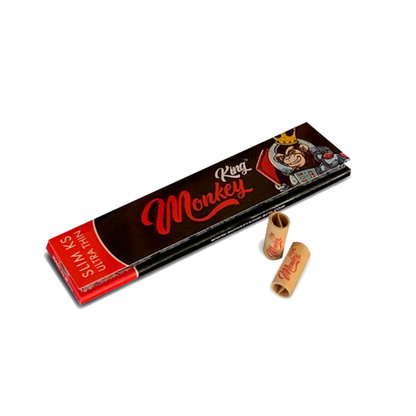 Monkey King Rolling Papers + Pre-Rolled Tips: King Size Unbleached (12 Pack)