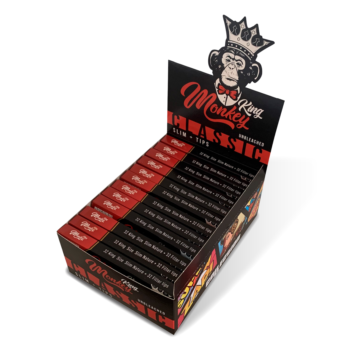Monkey King Rolling Papers & Tips: Unbleached - King Size (24 Pack)