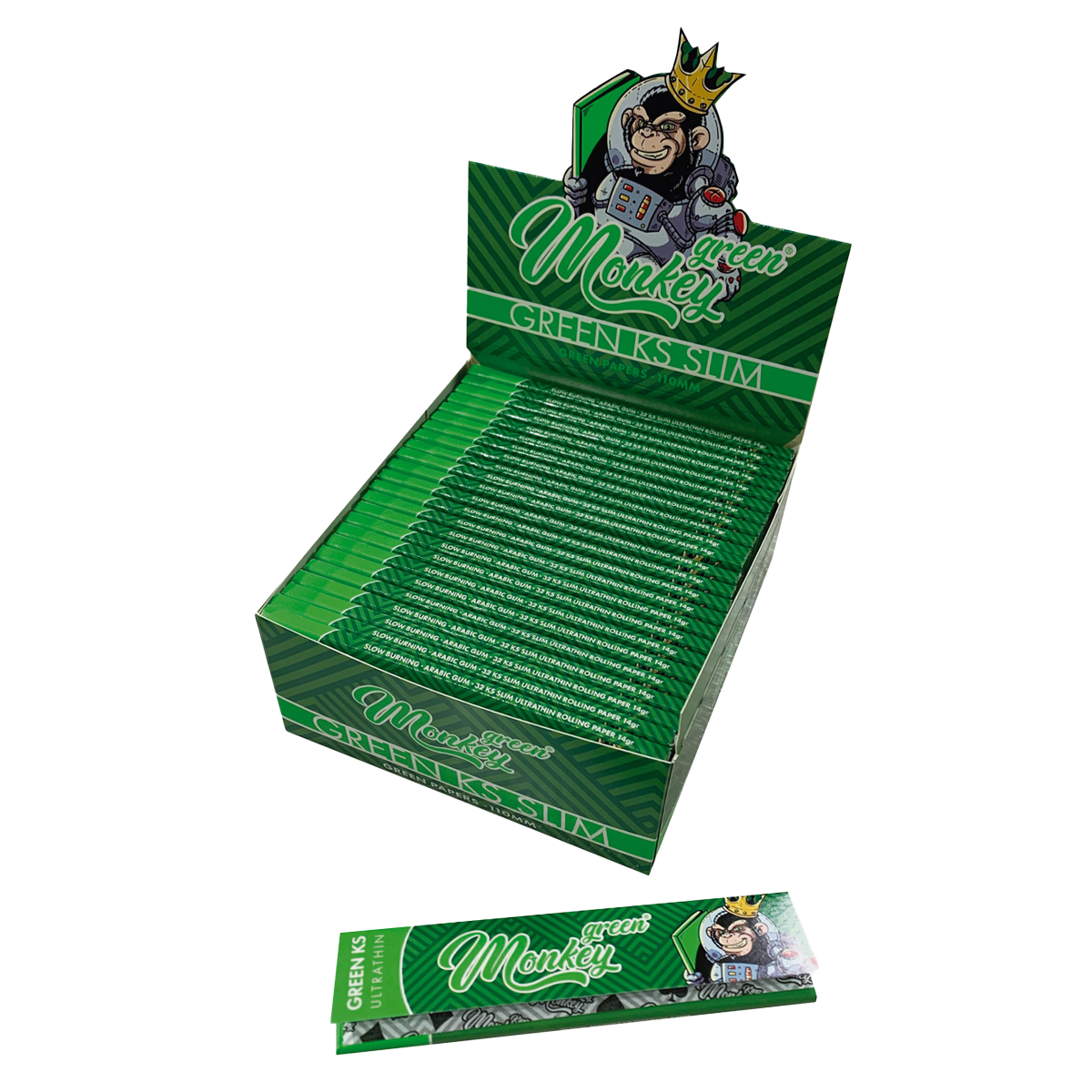 Monkey King Rolling Papers: Green - King Size (50 Pack)