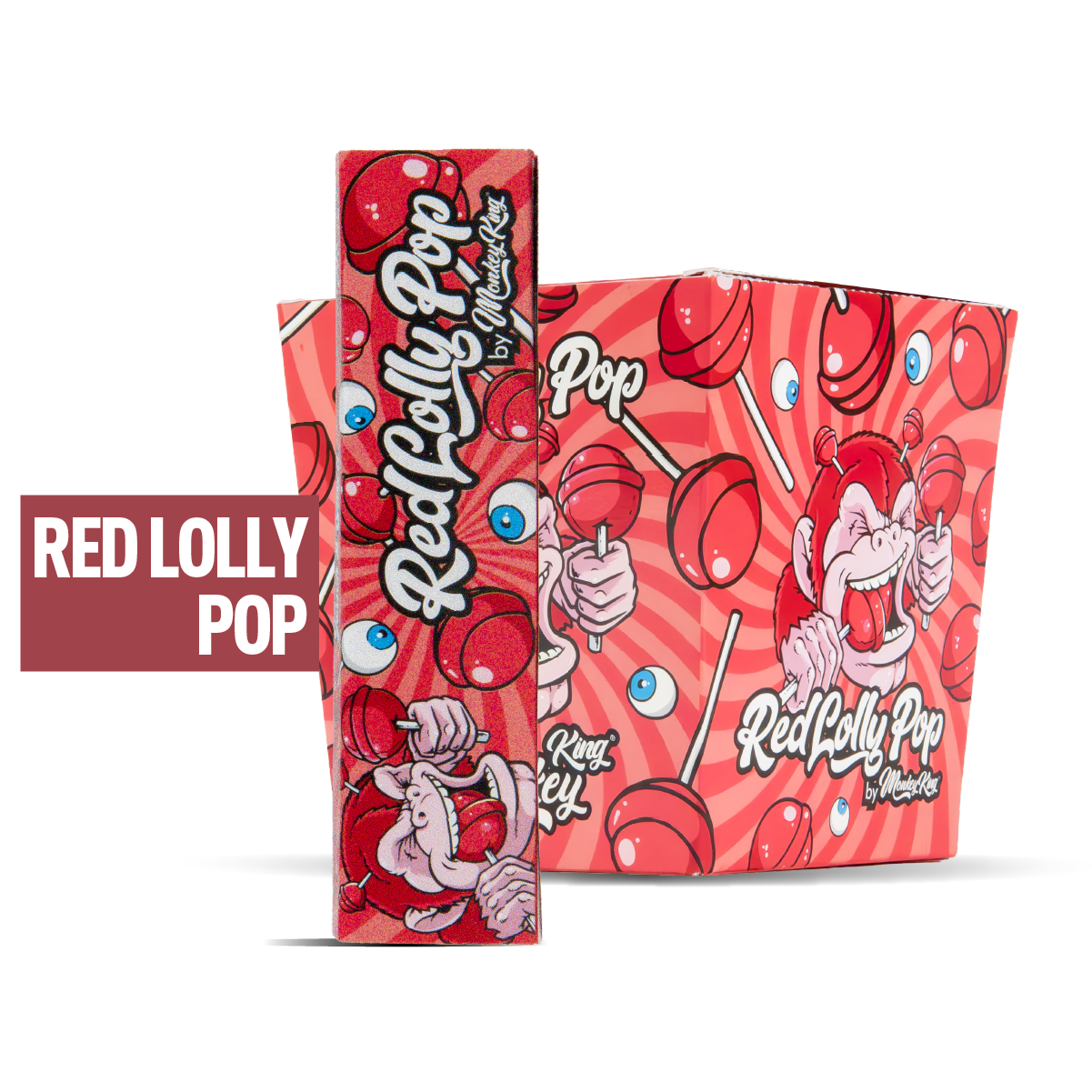 Monkey King Scented Smell Papers & Tips: Red Lolly Pop - King Size (24 Pack)