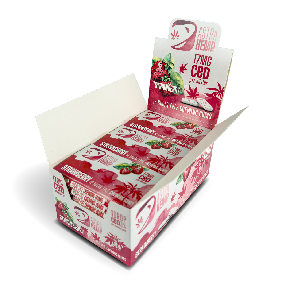 Astra Hemp CBD Chewing Gum Blister Packs: Strawberry - 17mg (24 Pack)