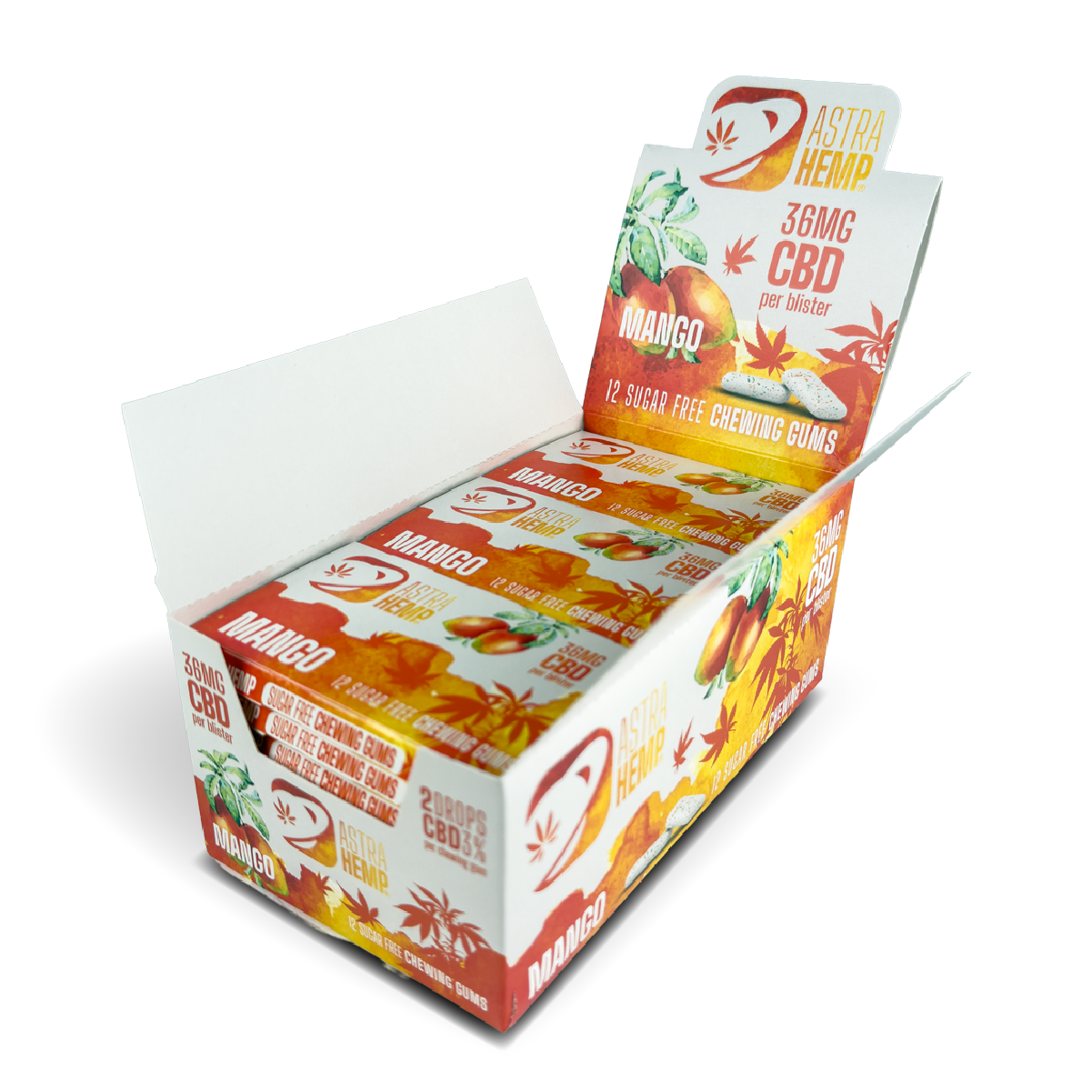 Astra Hemp CBD Chewing Gum Blister Packs: Mango - 36mg (24 Pack)