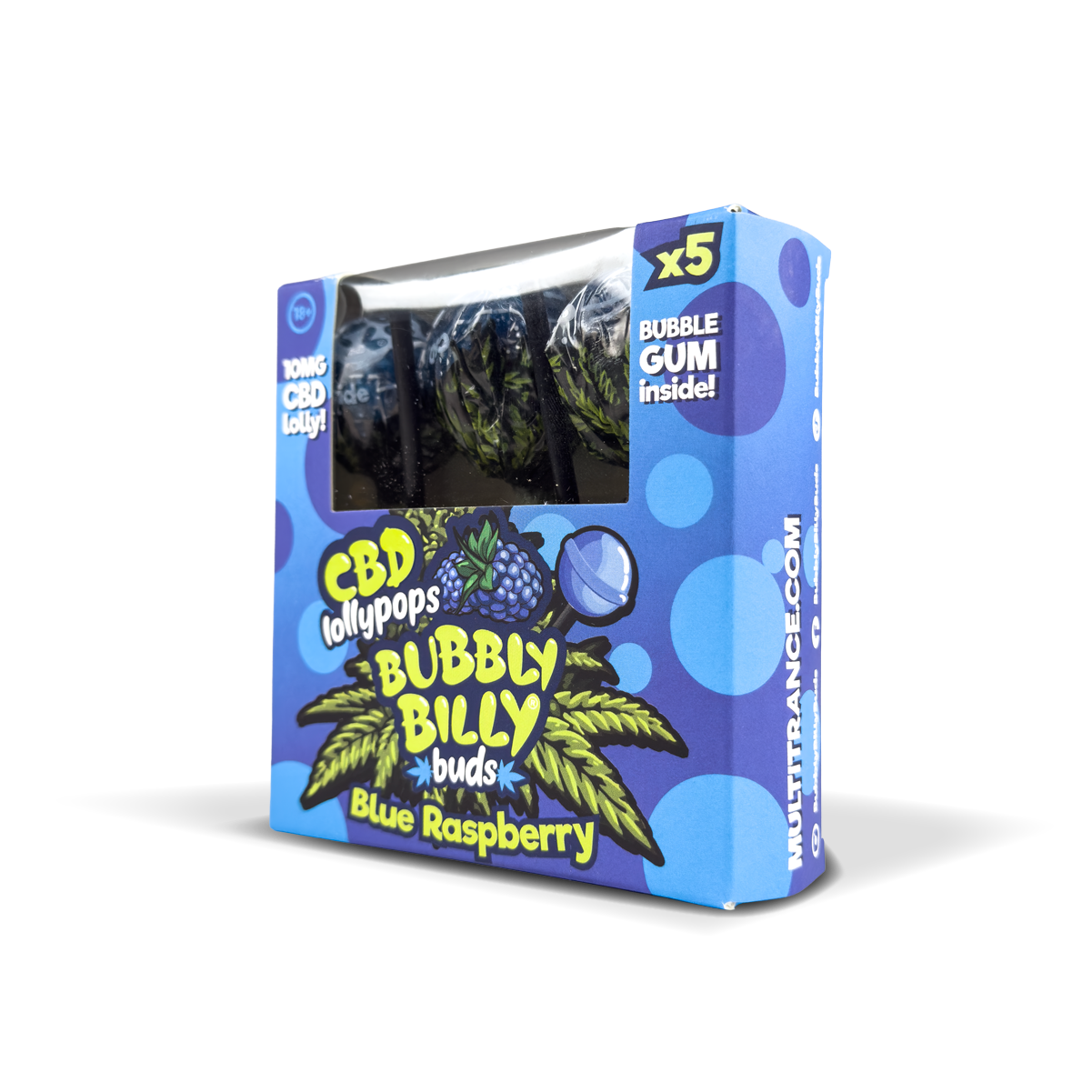 Multitrance Bubbly Billy Buds CBD Blue Raspberry Lollypops - Gift Box (5 pcs)