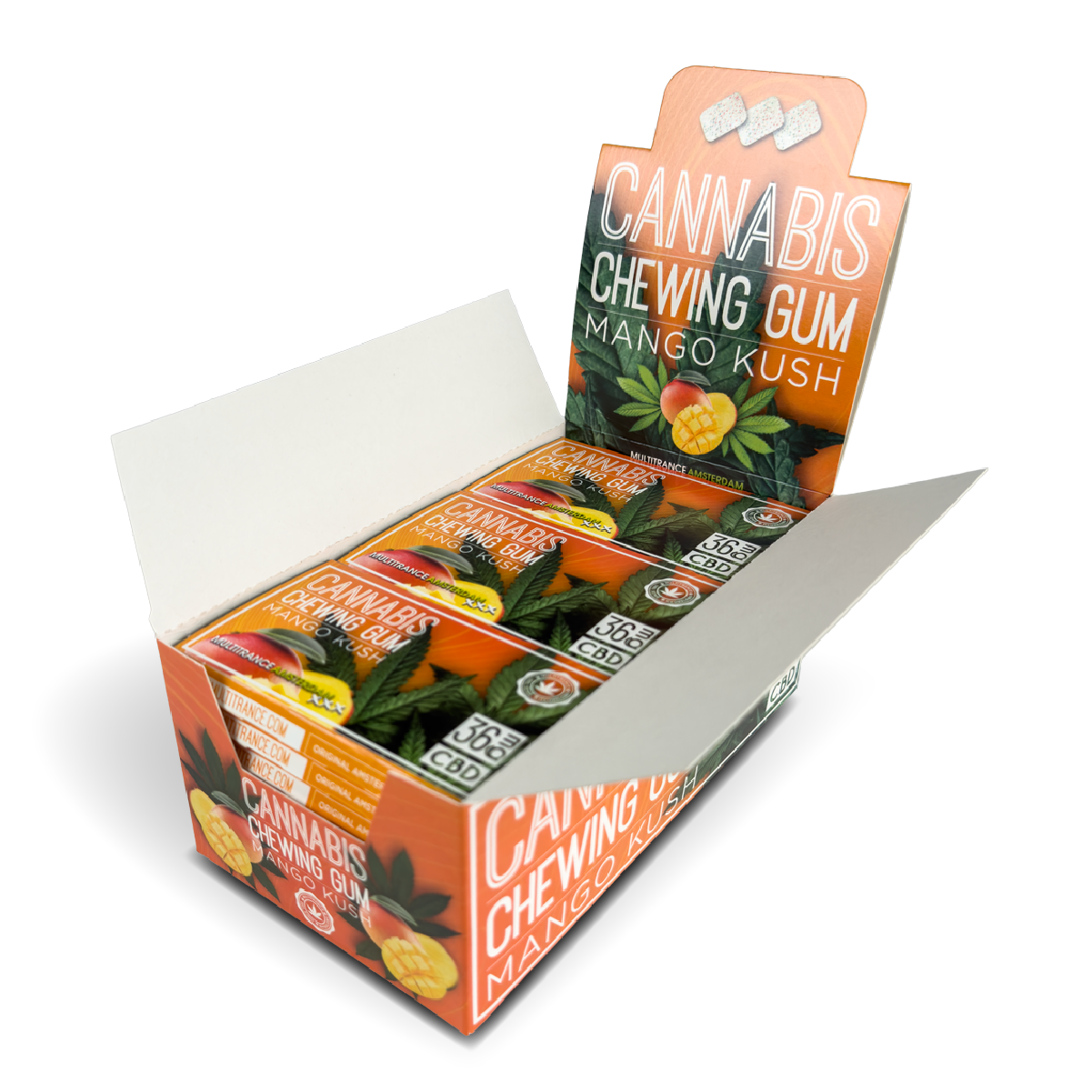 Cannabis CBD Chewing Gum: Mango Kush -  36mg (24 Pack)