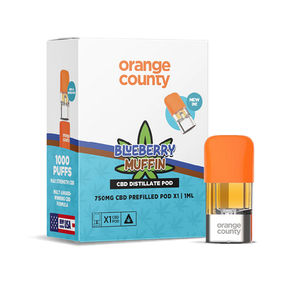 Orange County CBD Distillate Refill Pod 750mg: Blueberry Muffin - 1ml (Single Piece)