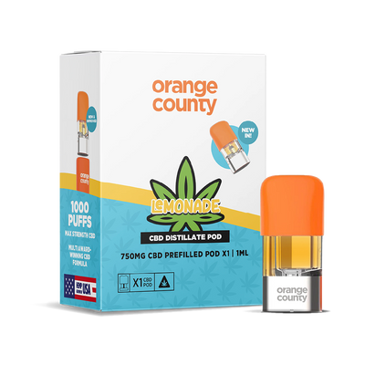 Orange County CBD Distillate Refill Pod 750mg: Lemonade - 1ml (Single Piece)