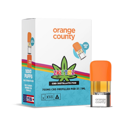 Orange County CBD Distillate Refill Pod 750mg: Zkittlez - 1ml (Single Piece)