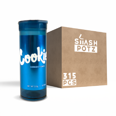 Stash Potz + Label Roll: Blue Pot - Cookies (315pcs Carton)