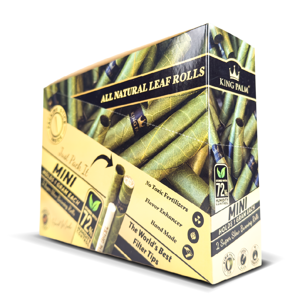 King Palm Mini Leaf Rolls 1g: Natural - 2x Rolls (20 Pack)
