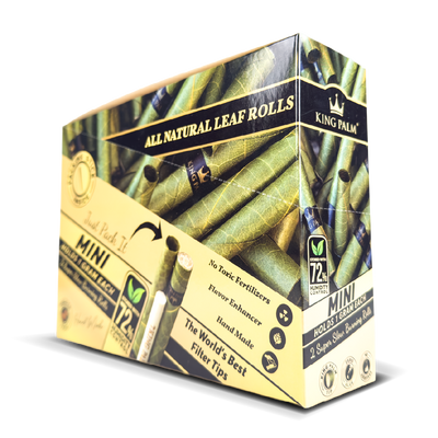 King Palm Mini Leaf Rolls 1g: Natural - 2x Rolls (20 Pack)