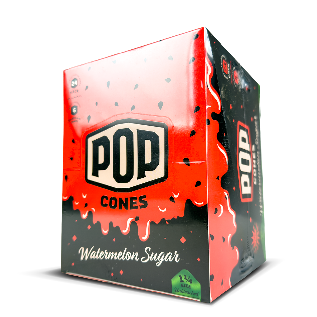 POP 1 1/4 Cones: Watermelon Sugar - 6x Cones Unbleached (24 Pack)