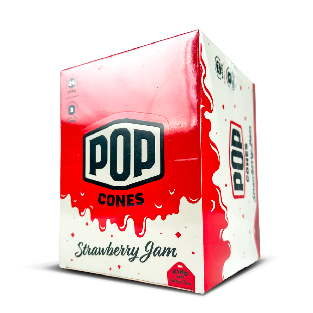 POP King Size Ultra Thin Pre Rolled Cones - Strawberry Jam (Full Box)