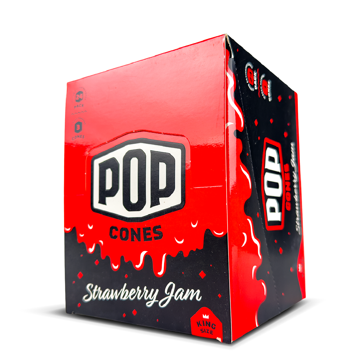 POP King Size Unbleached Pre Rolled Cones - Strawberry Jam (Full Box)