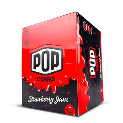 POP King Size Unbleached Pre Rolled Cones - Strawberry Jam (Full Box)