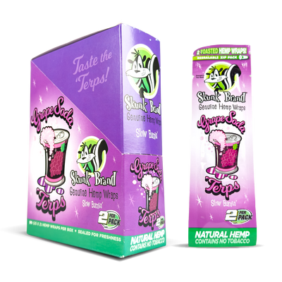 Skunk Brand Slow Burn Hemp Wraps: Grape Soda - 2x Wraps (24 Pack)