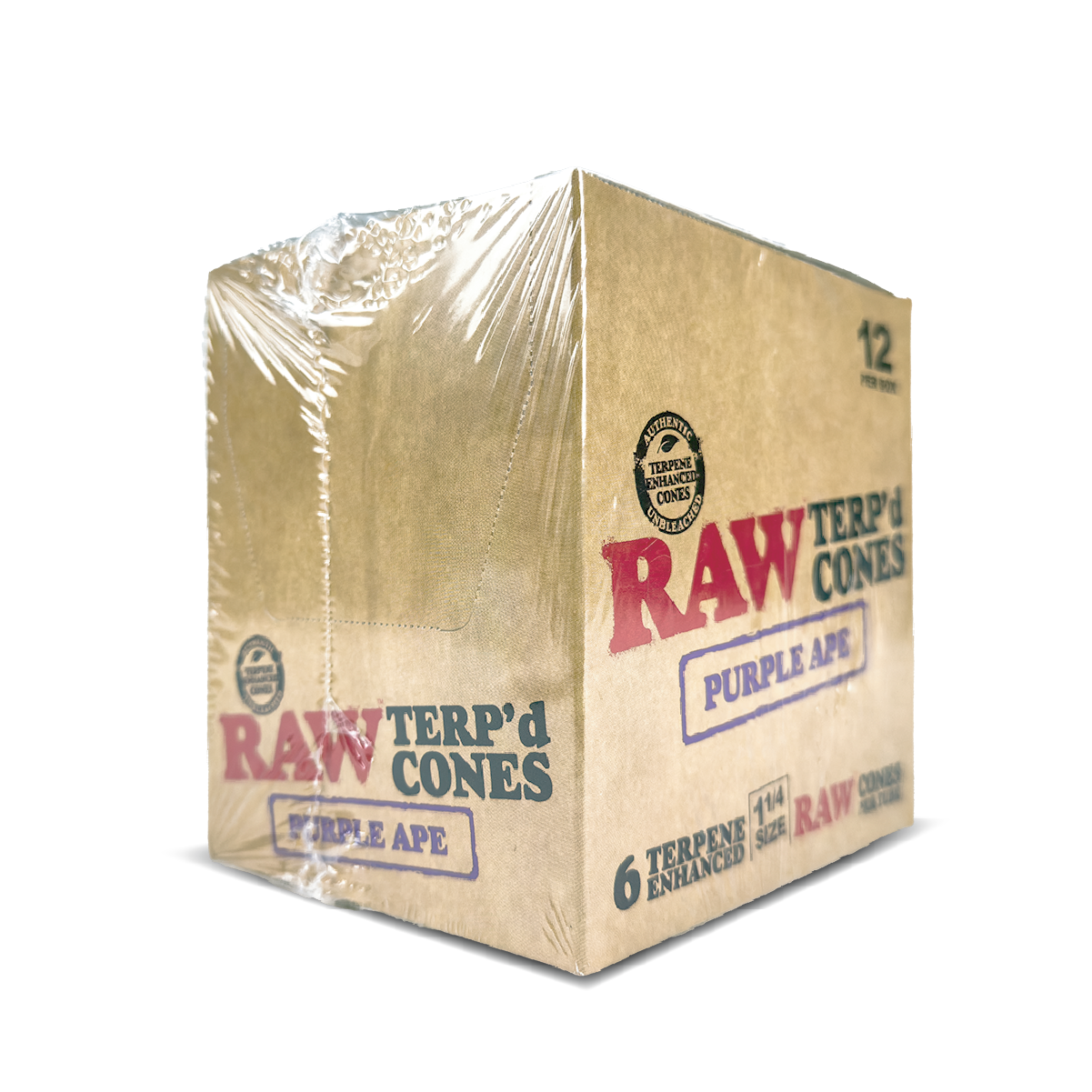 RAW Terpene Enhanced Cones: Purple Ape - 6x Cones Medium 1 1/4 (12 Pack)