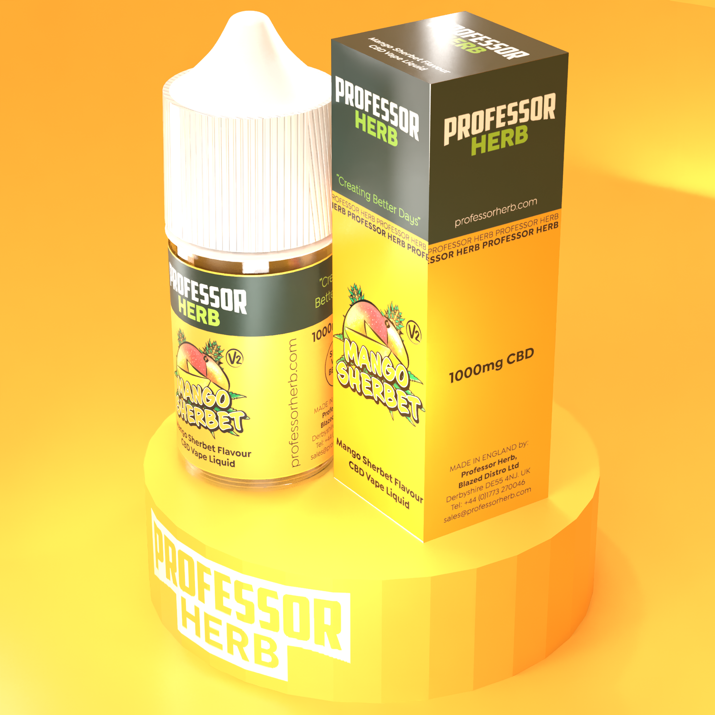 Professor Herb CBD Vape Liquid 1000mg/30ml V2 - Mango Sherbet