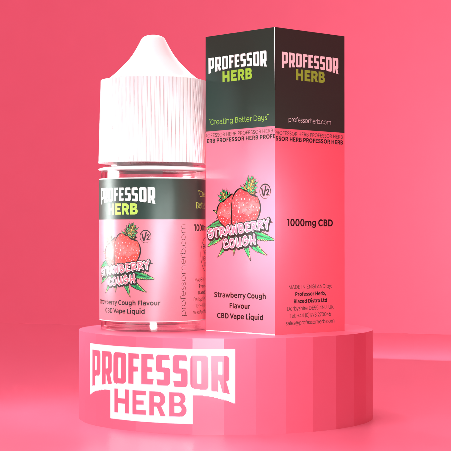 Professor Herb CBD Vape Liquid 1000mg/30ml  V2- Strawberry Cough